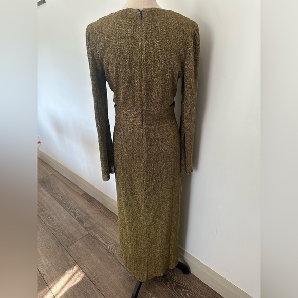 Designer Lenna Dress Gold  Metallic Cut-out Maxi M/L NWOT - Picture 13 of 16